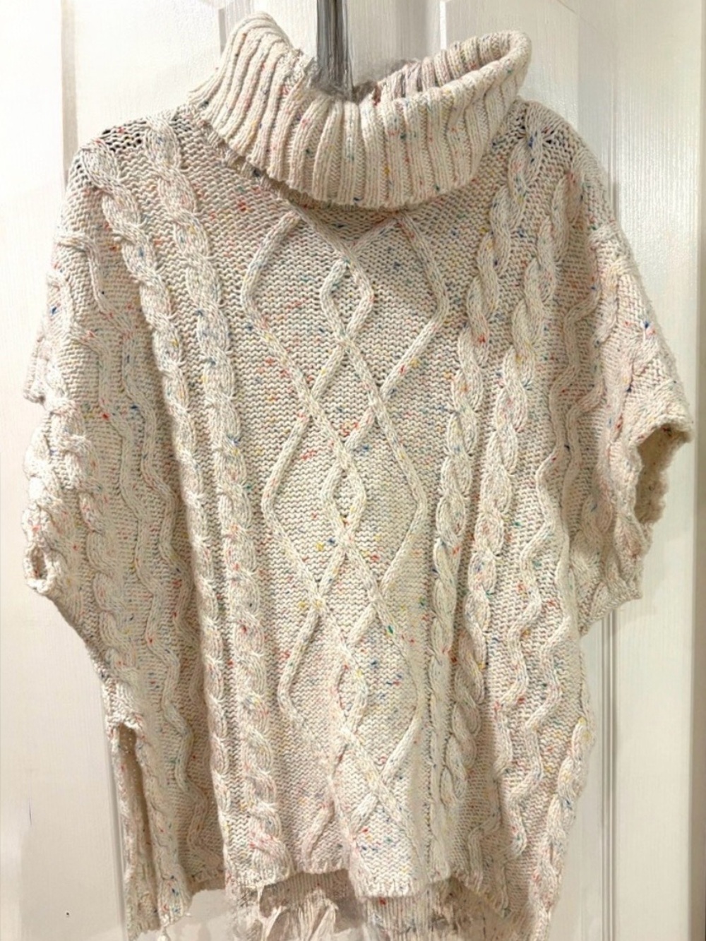 Sonoma Multicolor Speckled Cable Knit Turtleneck Sweater poncho
